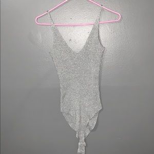 Silver Glitter Body Suit - NIGHT OUT ✨🤍